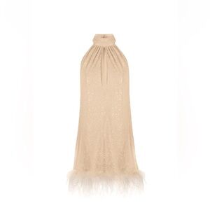 Somon color sequin dress - size 36 .